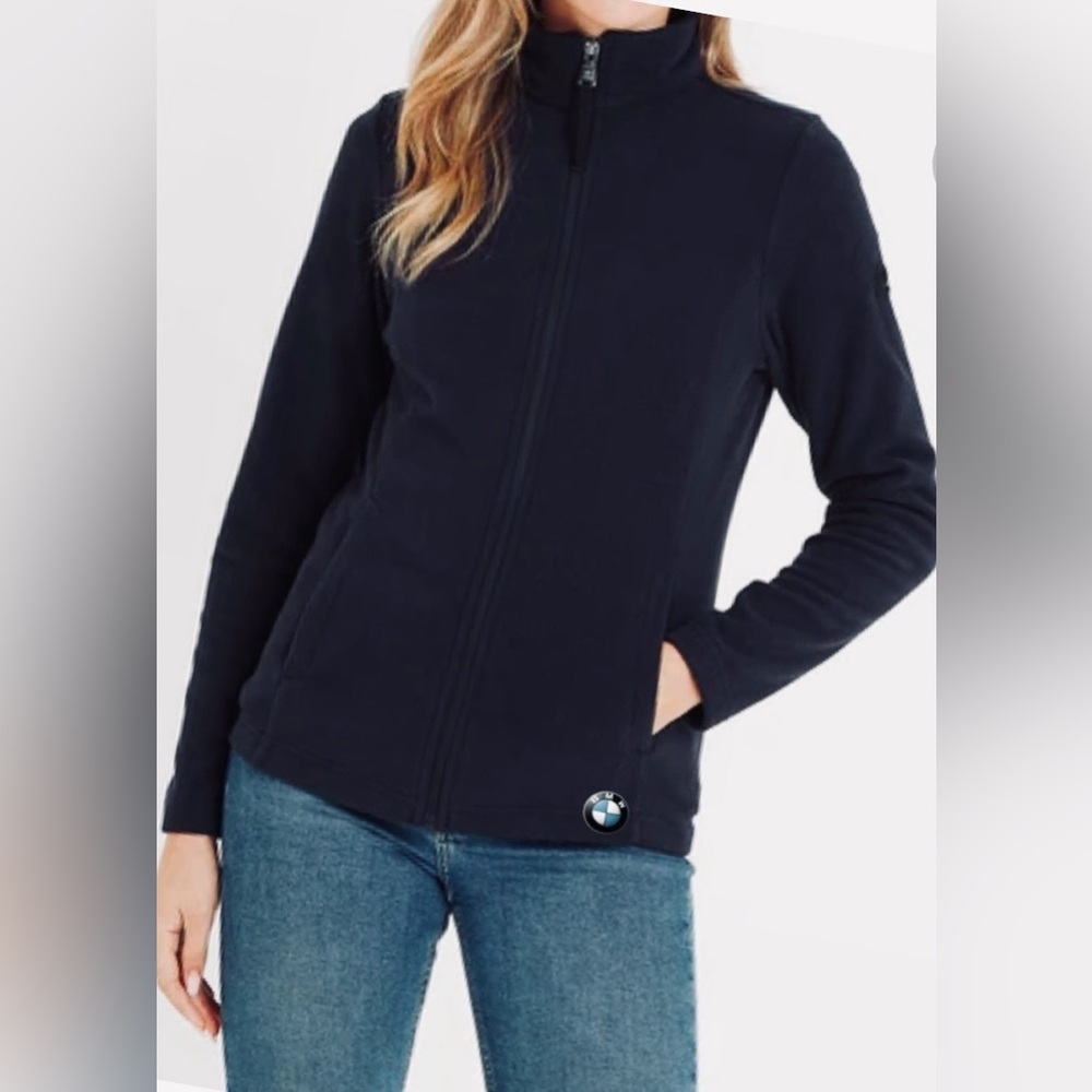 Authentic BMW Apparel Women’s Dark Navy Blue Fleece Half-Zip Pullover Jacket S